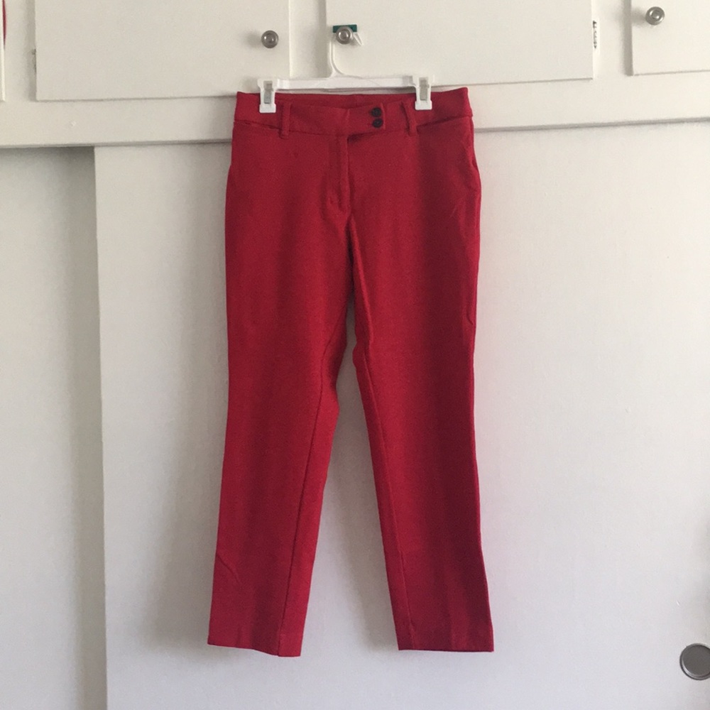 Red knit trousers